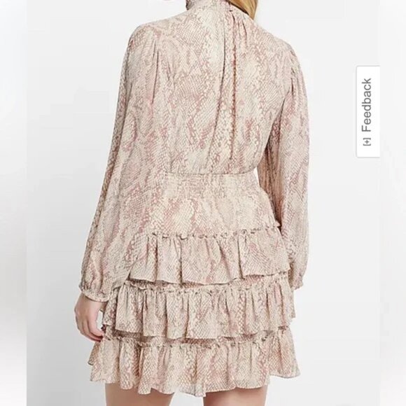 Express Snake Print Ruffle Dress - Picture 2 of 5